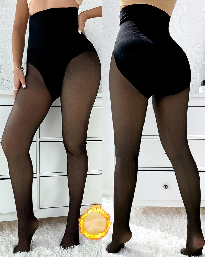 Honeycomb High Waist Thermal Warm Fleece Lined Tights