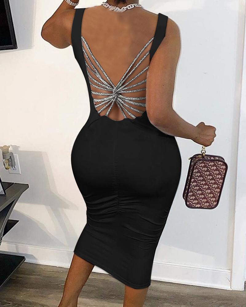 Multi Strap Twisted Backless Sleeveless Bodycon Dress