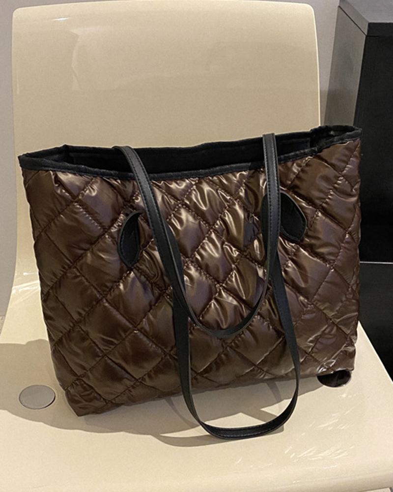 Metallic Large Capacity Quilted Tote Bag