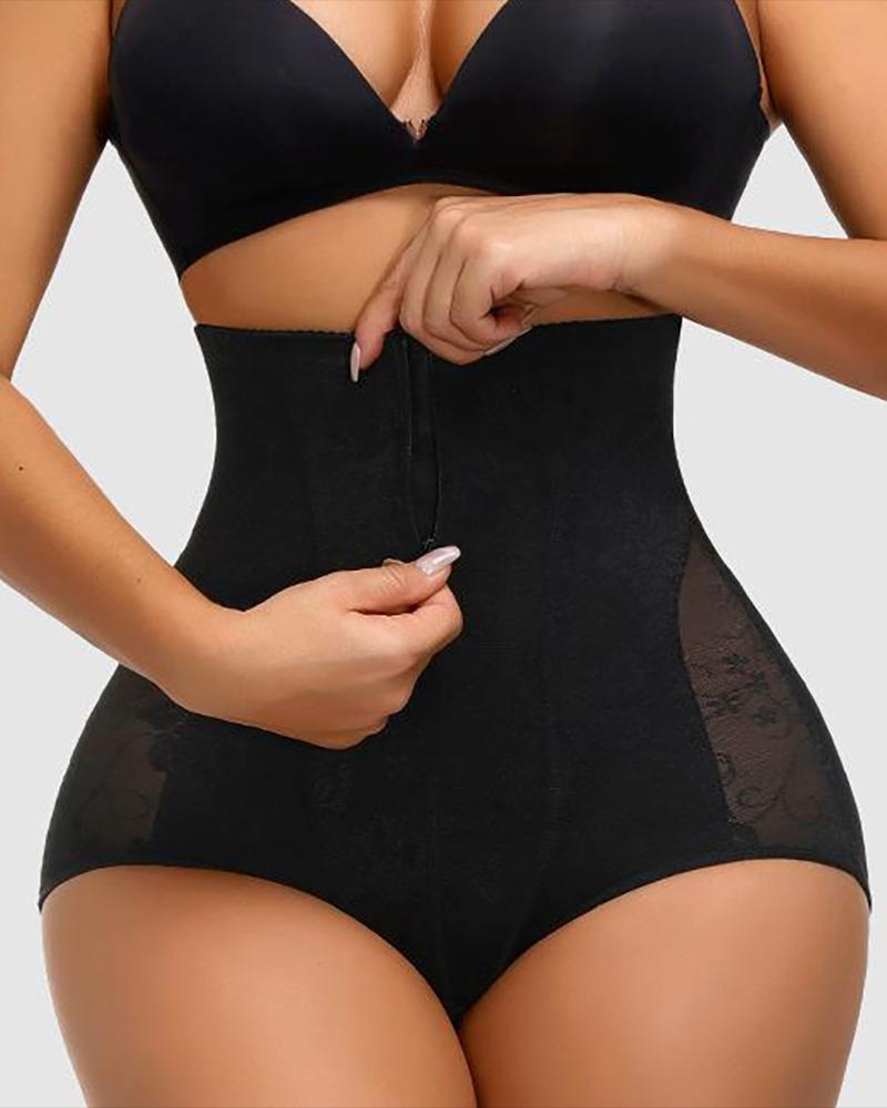   ChicMe Zip Front Lace Tummy Control Body Shapewear Butt Lifter Slip Shorts