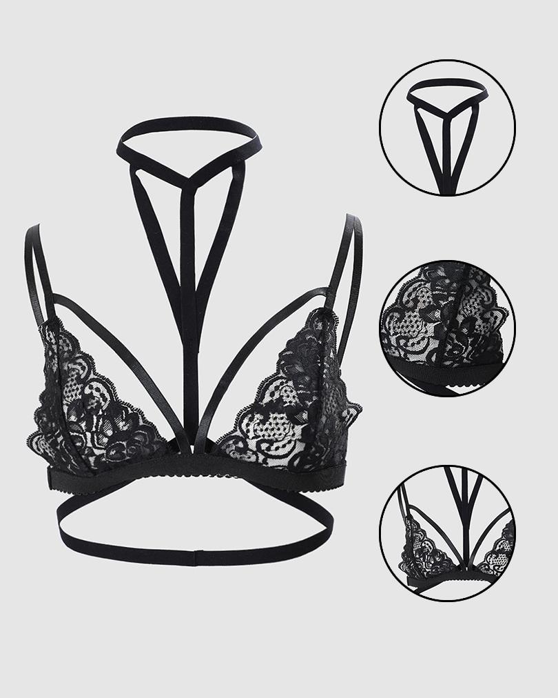 Halter Cutout Lace Bralette