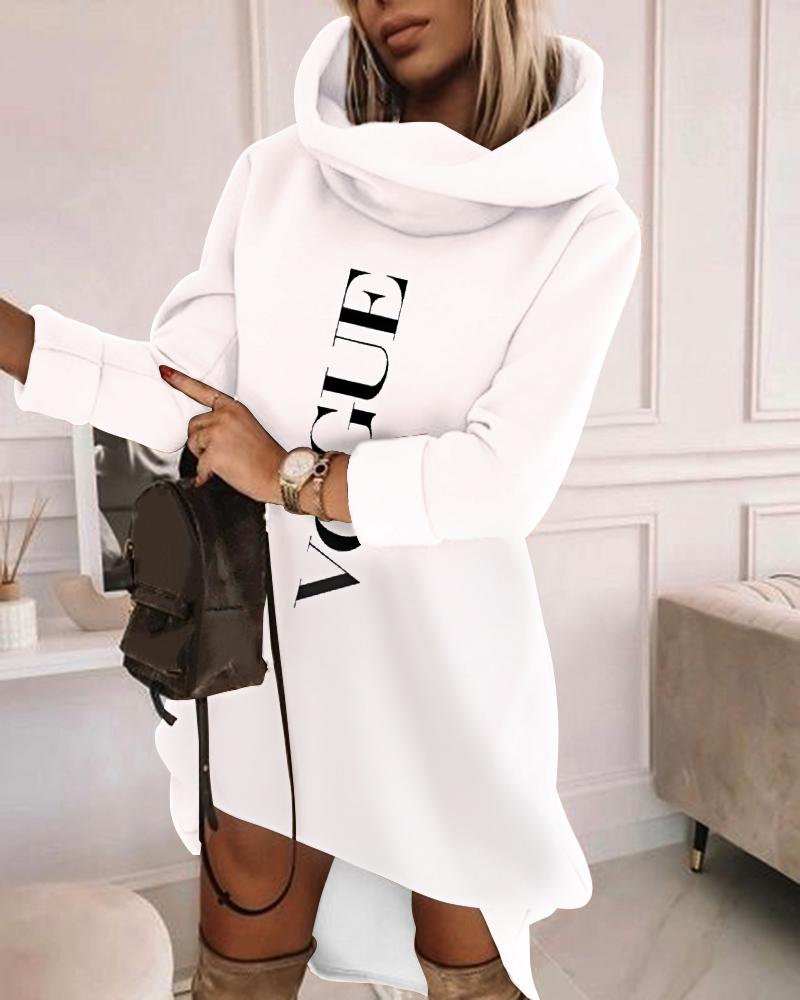 Letter Print Long Sleeve Sweatshirt Dress