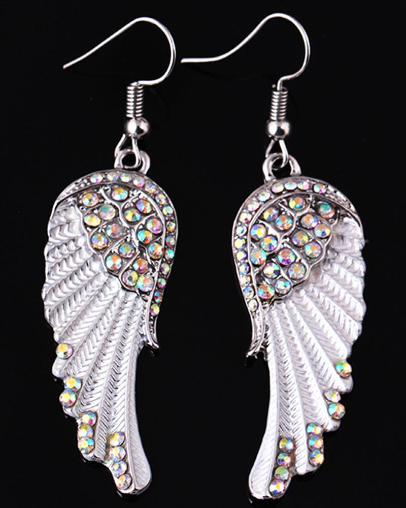 1Pair Rhinestone Angel Wings Dangle Earrings Fine Jewelry