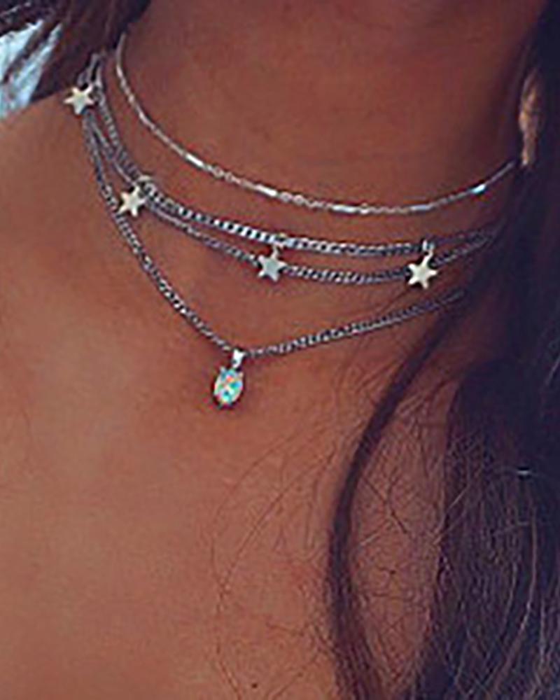 Fashion Tiered Stars Pendant Necklace