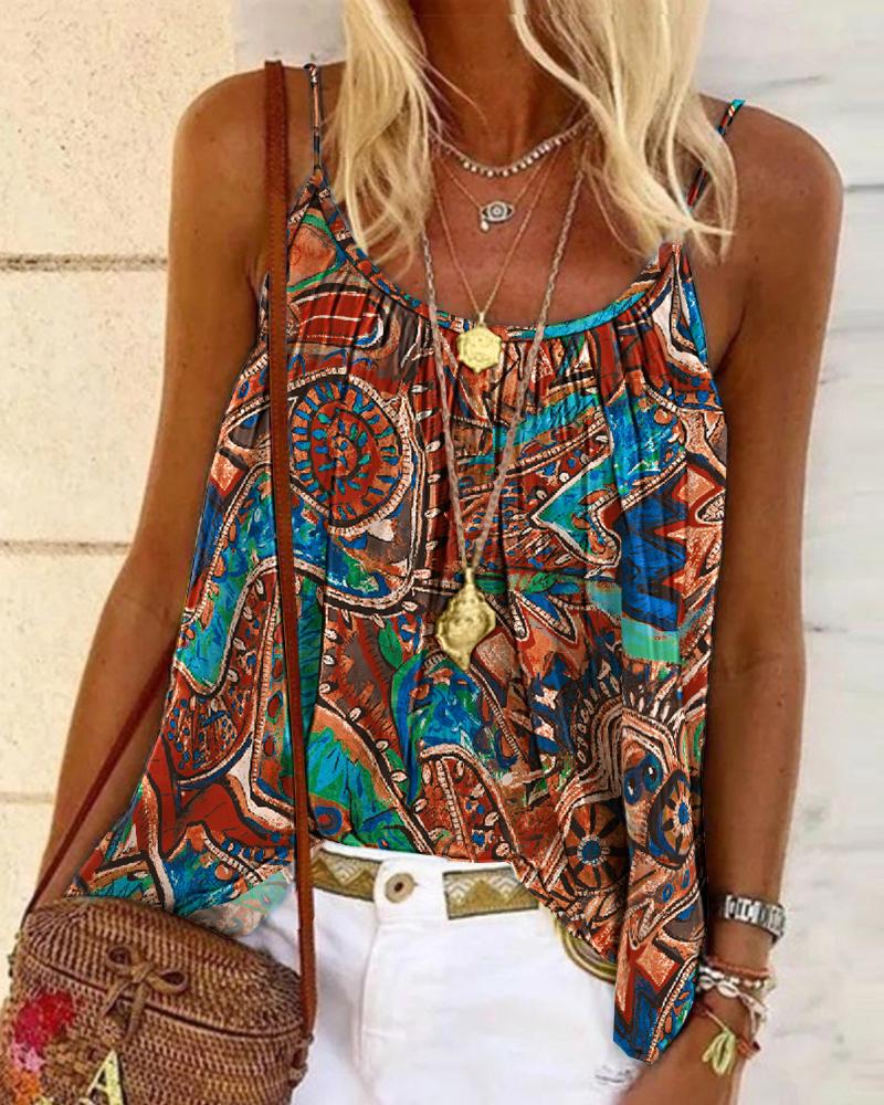 Tribal Print Flowy Cami Top