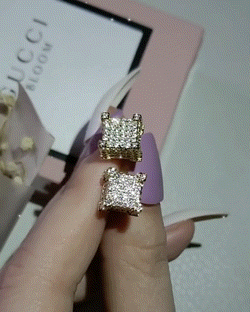 1Pair Square Shaped Rhinestone Stud Earrings