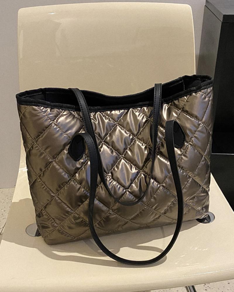 Metallic Large Capacity Quilted Tote Bag