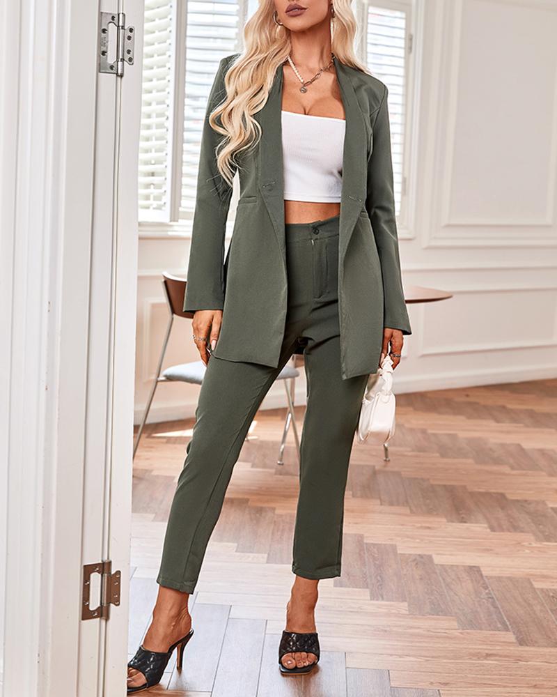 Long Sleeve Buttoned Blazer Coat