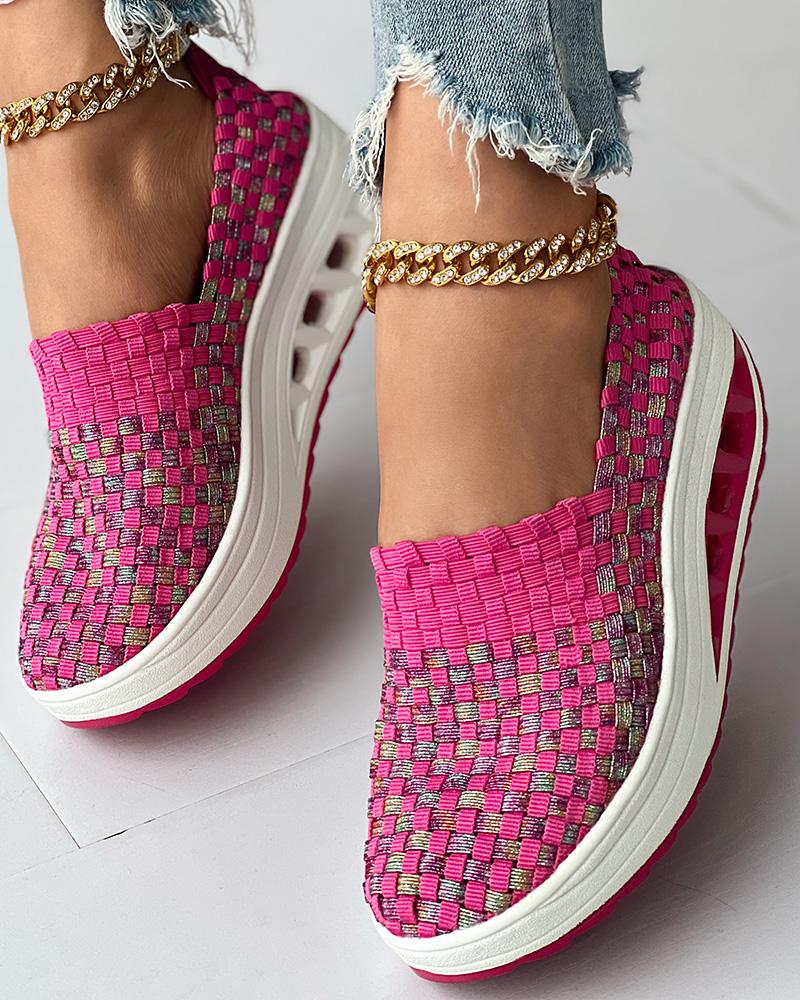 Colorblock Braided Slip-on Casual Sneakers