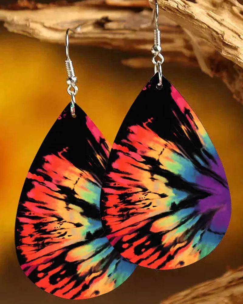1Pair Tie Dye Water Drop Earrings