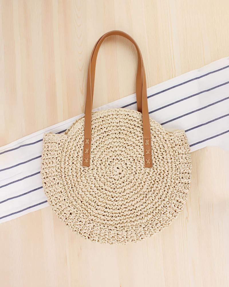 Boho Woven Straw Round Rattan Shoulder Bags