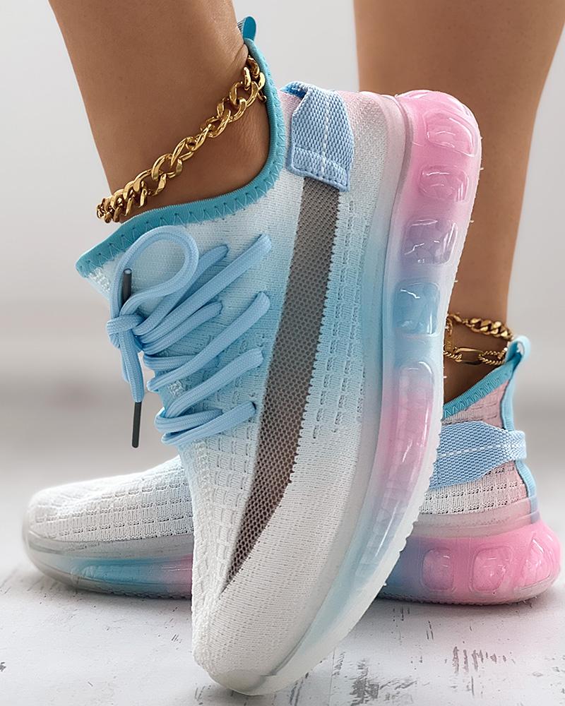 Ombre Lace-up Casual Running Sneakers