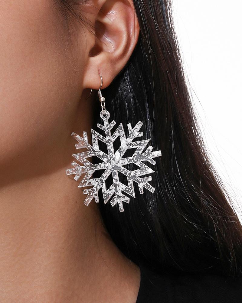 1Pair Christmas Snowflake Shaped Drop Earrings