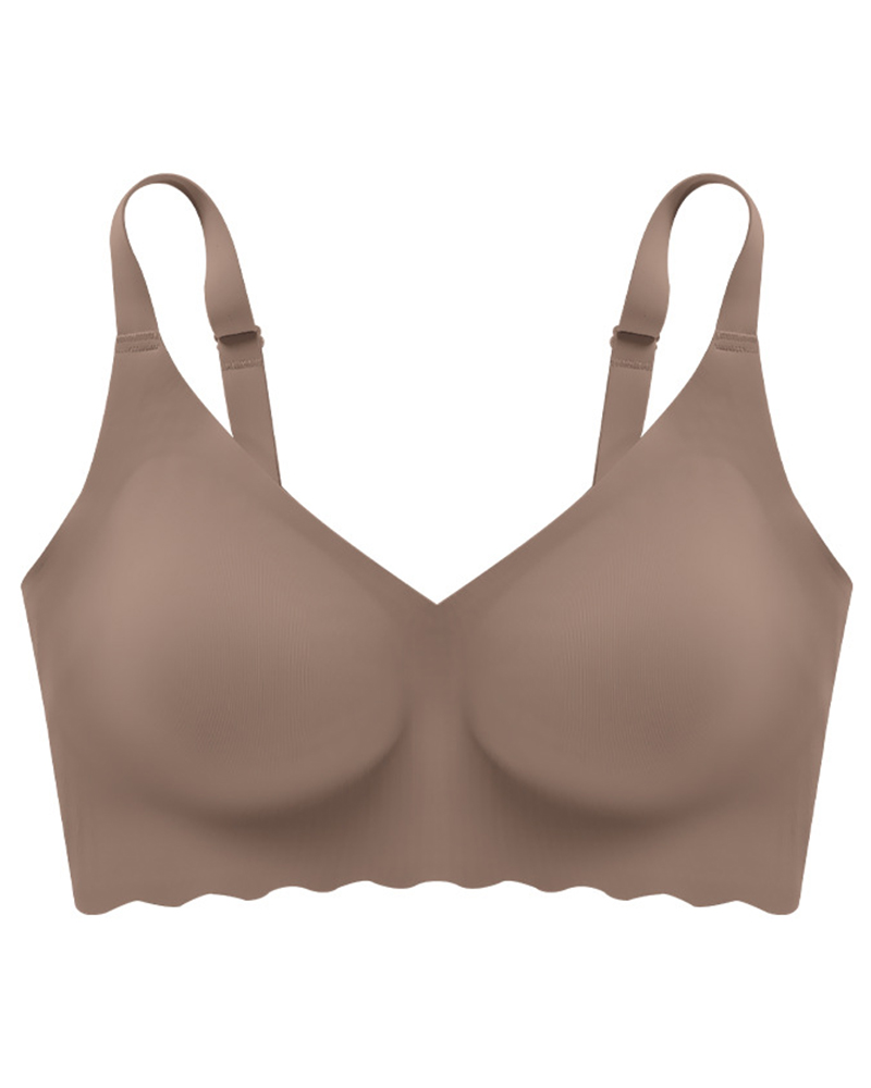 Scallop Trim Seamless Wireless Lifting Bra