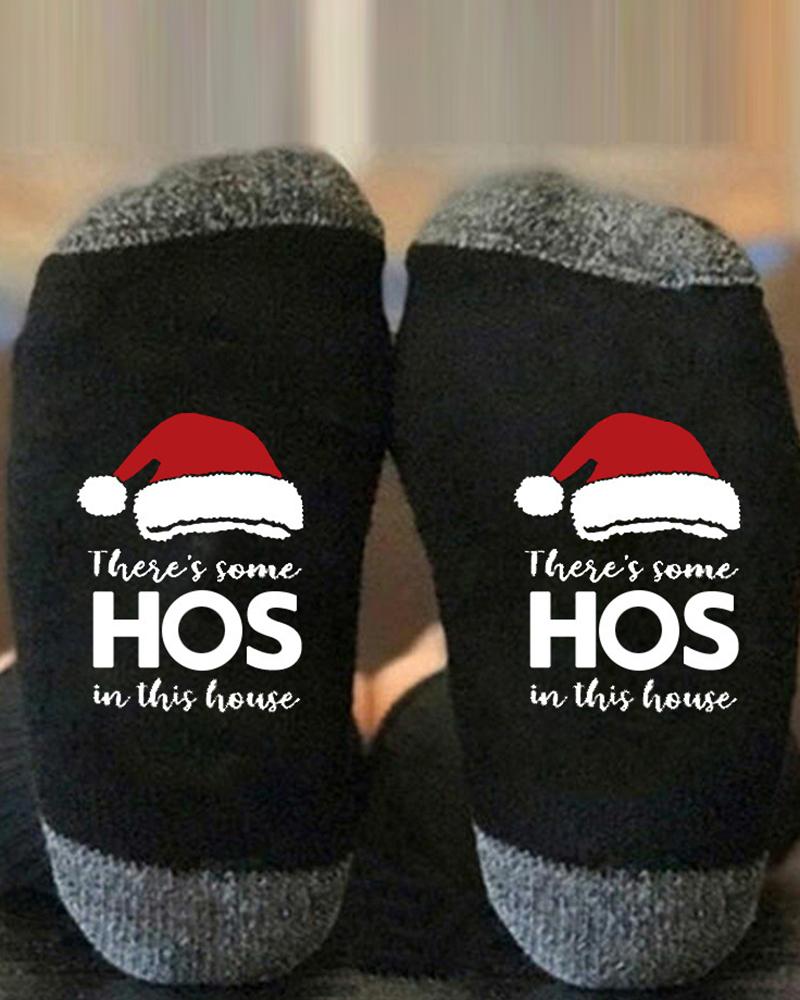 1Pair Christmas Hat Slogan Print Colorblock Crew Socks