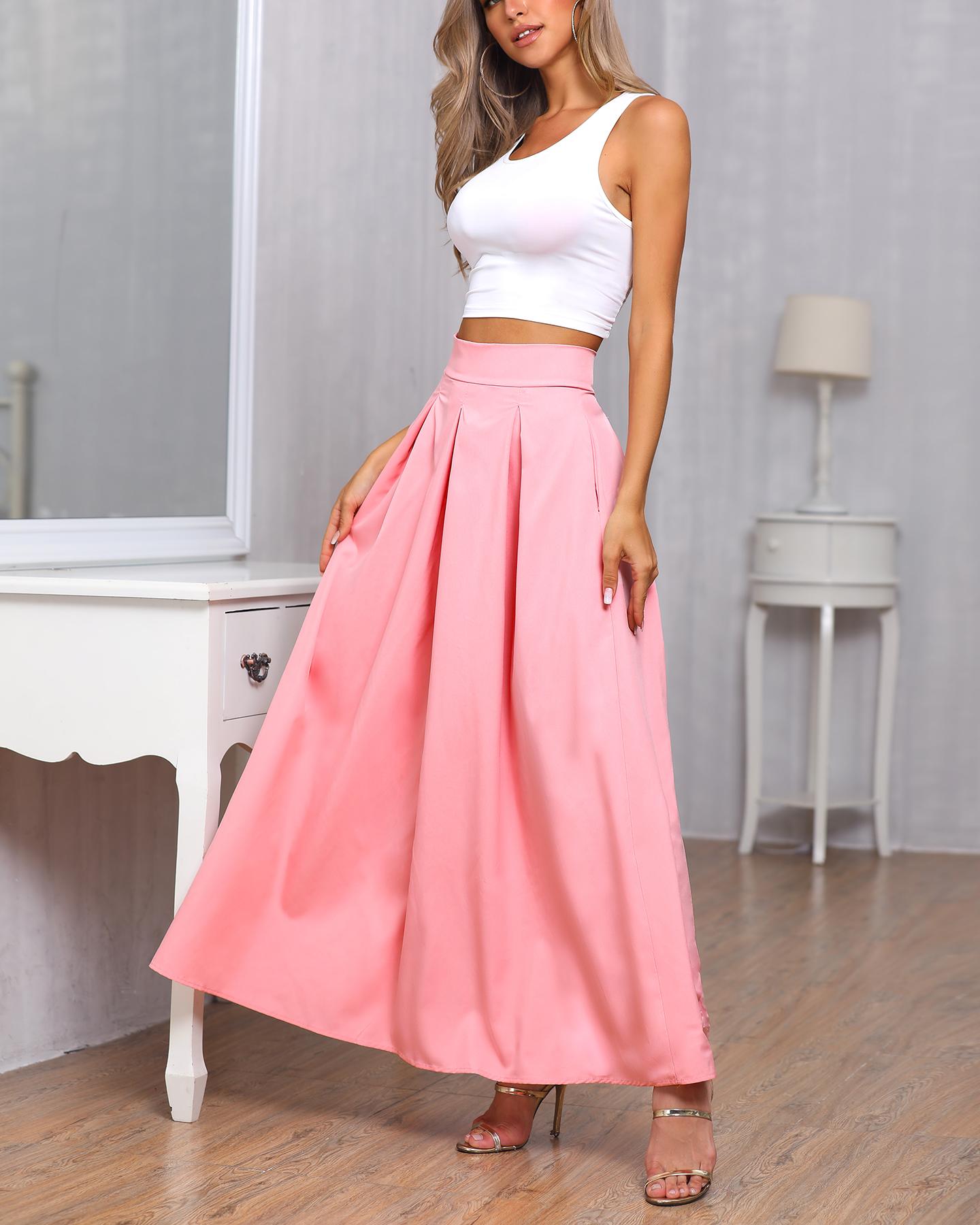 Sleeveless Crop Top & Pleated Skirt Set