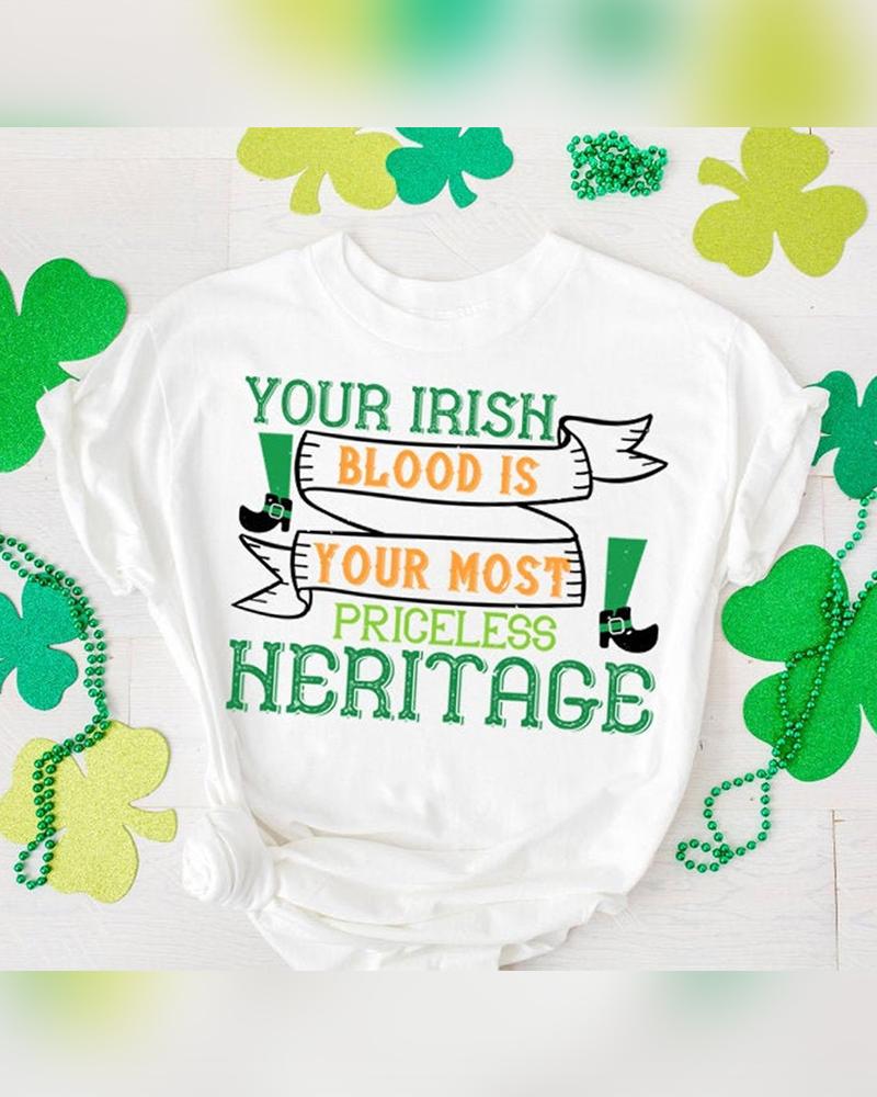 T-shirt & Tees  ChicMe St. Patrick's Day Cartoon Letter Print Short Sleeve T-shirt