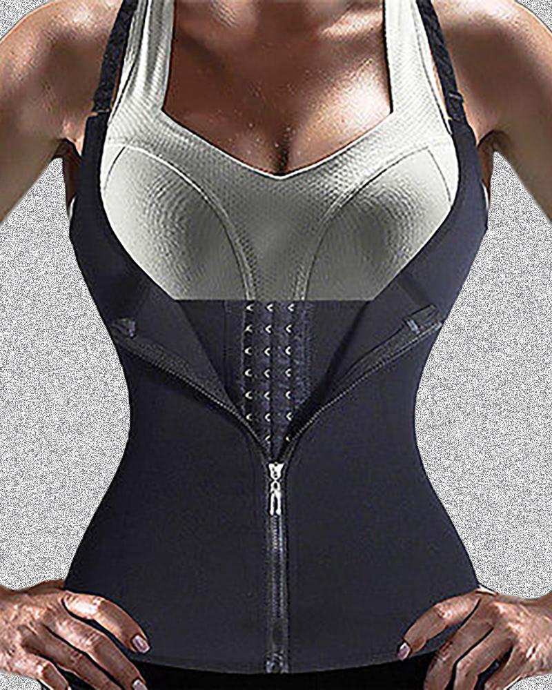 Zipper Waist Trainer Corset Neoprene Sweat Belt Tummy Slimming Sport Shapewear
