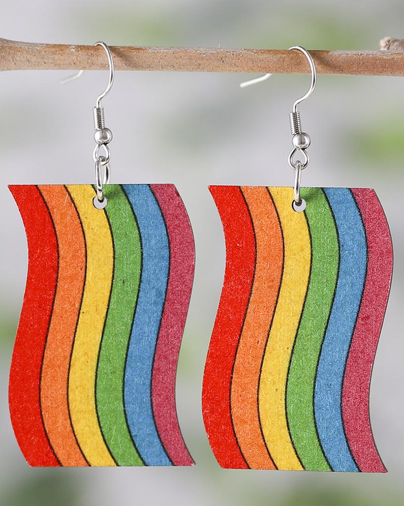1Pair Pride Month Rainbow Stripe Drop Earrings