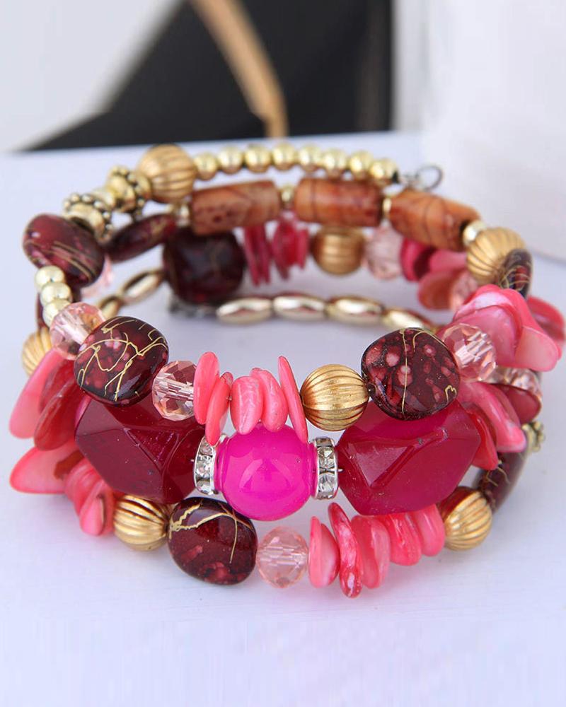 1pcs Bohemian Asymmetrical Stone Beaded Bracelet