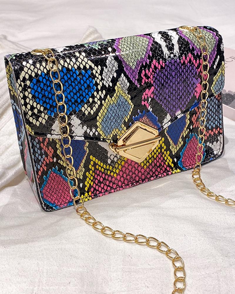Tie Dye Print Ombre Chain Strap Crossbody Bag