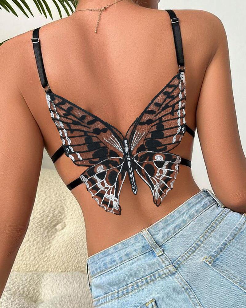 Bras & Bralettes Butterfly Pattern Crochet Lace Wireless Lifting Bra