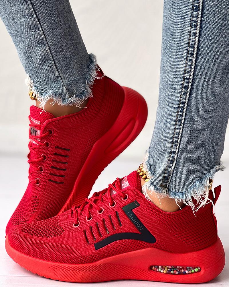Hollow Out Breathable Lace-up Casual Sneakers