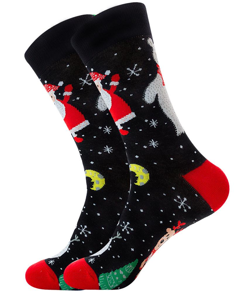 1Pair Christmas Mixed Print Men Socks