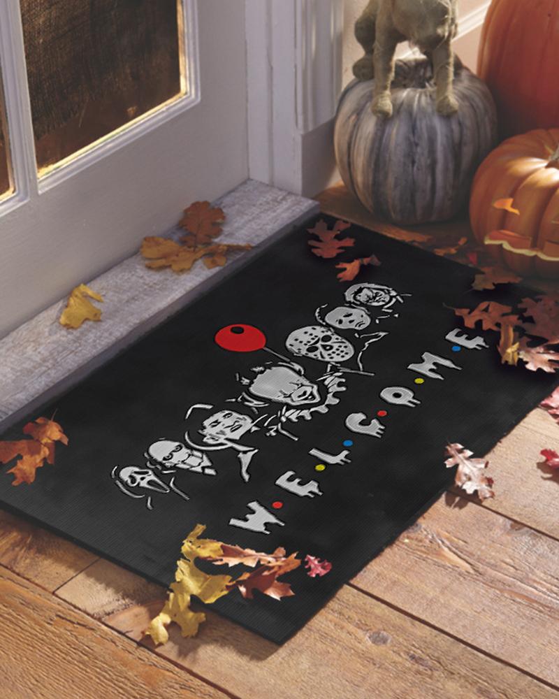 Halloween Spooky Cartoon Figure Dirt Resistant Welcome Doormat