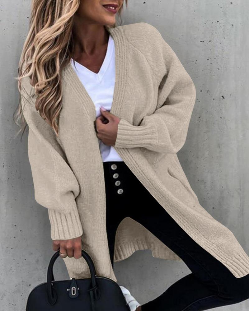 Lantern Sleeve Open Front Cardigan