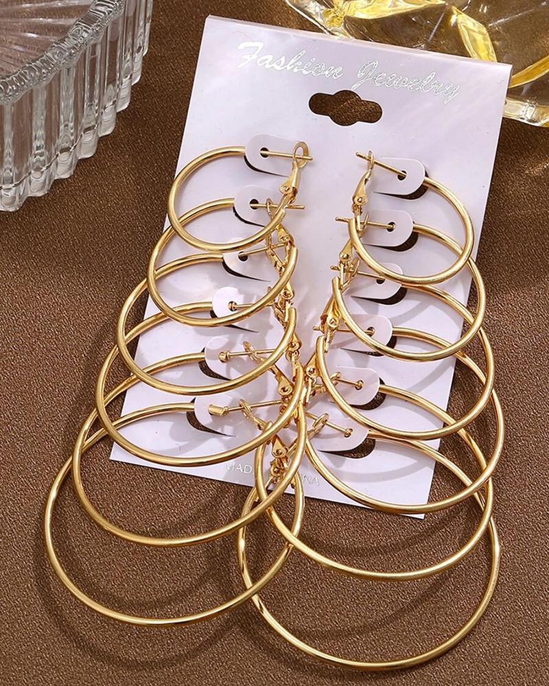 6Pairs Geometric Minimalist Hoop Earrings Set