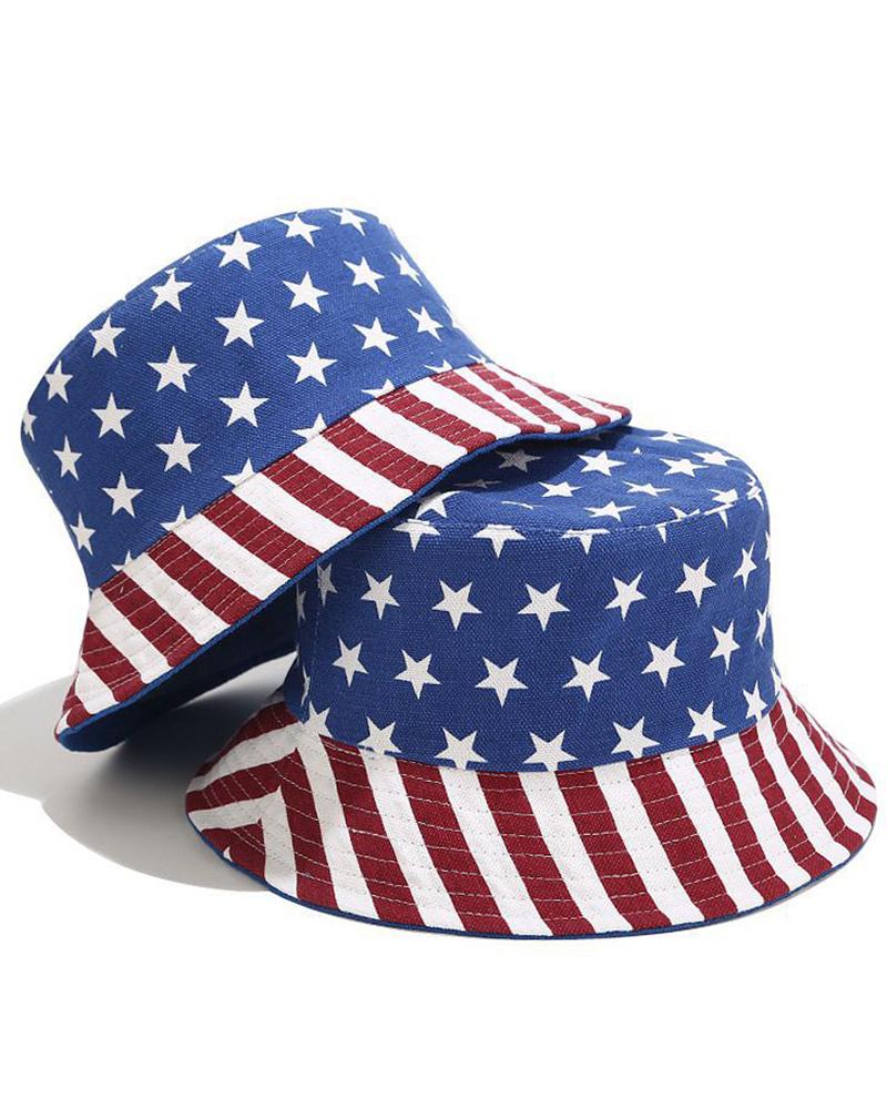 1pc Independence Day Flag Print Reversible Sun Bucket Hat