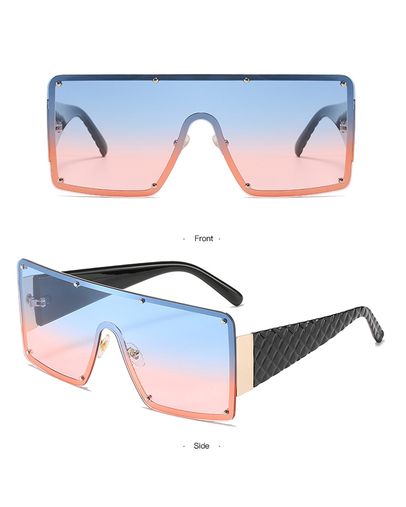 1Pair Quilted Decor Rimless Tinted Lens Sunglasses