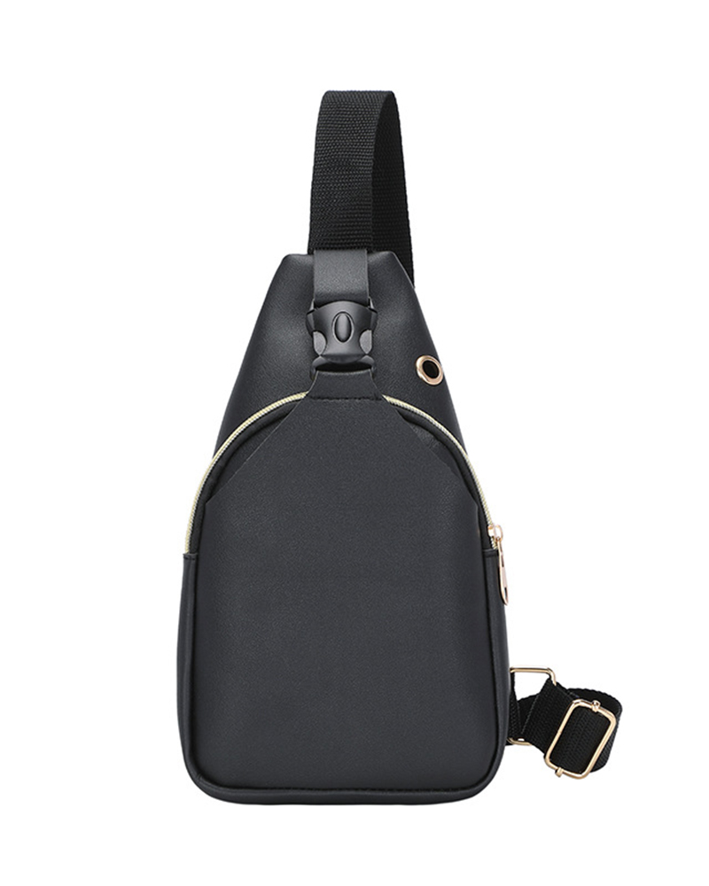 Graphic Plaid Print Zipper Design Shoulder Bag