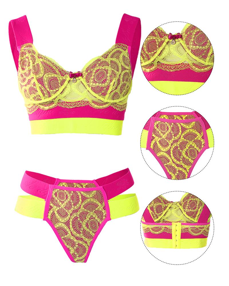 Colorblock Contrast Lace Lingerie Set