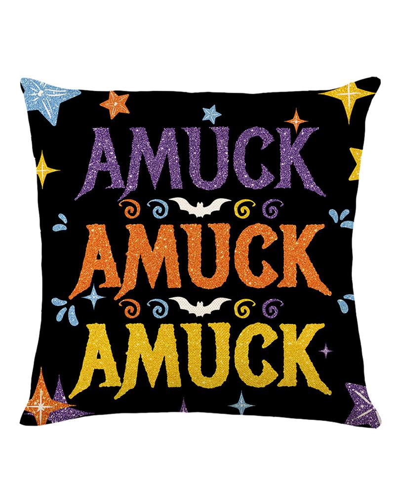 Halloween Witch Head Letter Silhouette Print Pillow Covers Home Decor Sofa Throw Pillow Case Cushion Covers