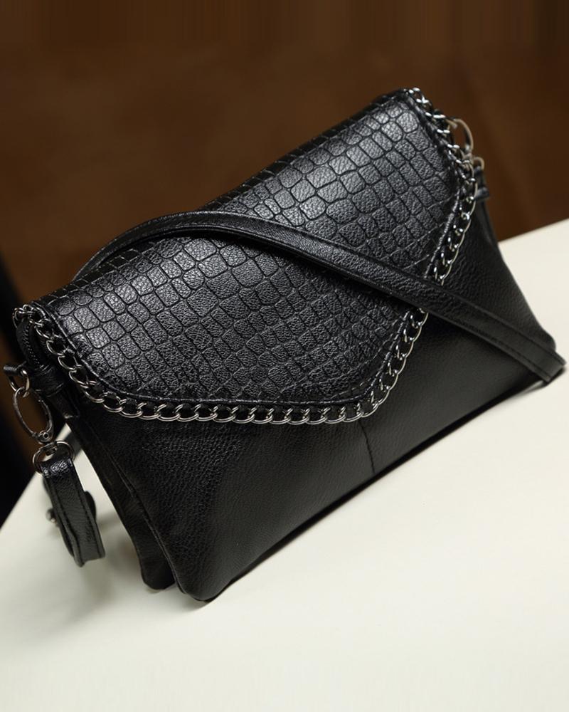 Crocodile Chain Decor Crossbody Handbag