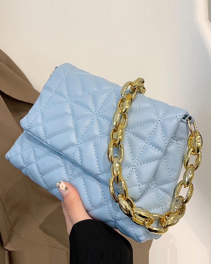 Quilted Chain Strap Flap Shoulder Bag