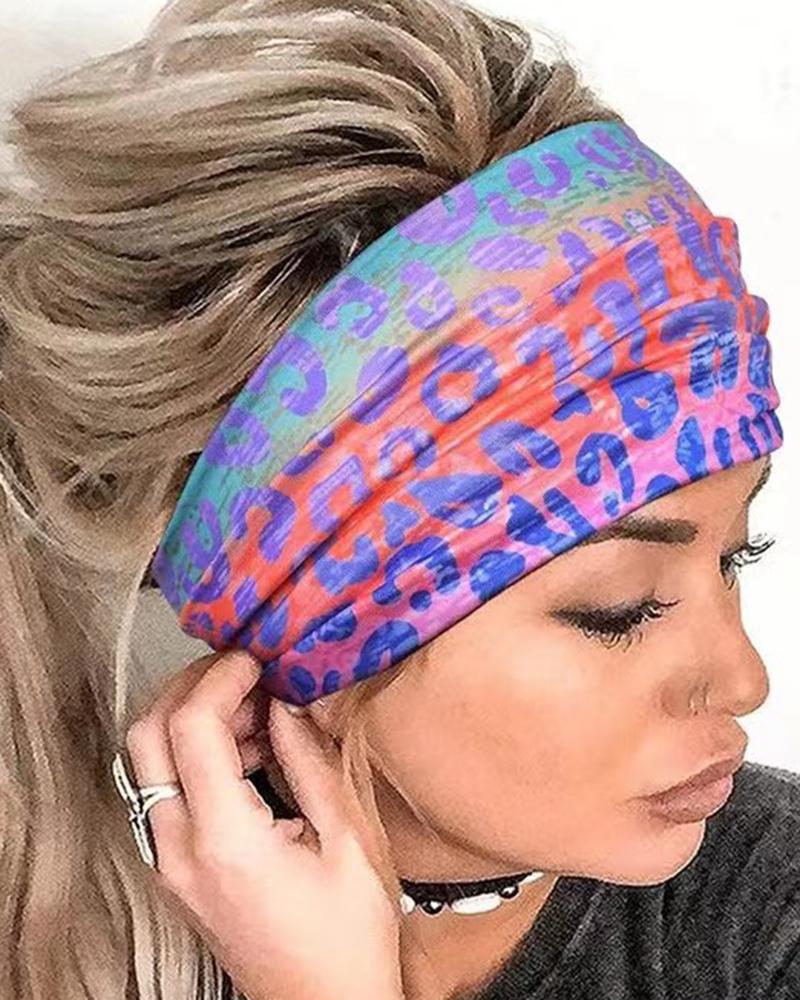 1pc Leopard Print Ombre Sports Wide Headband