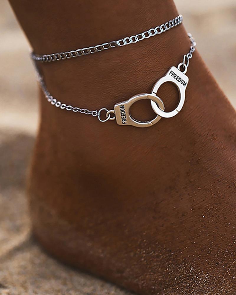 1pc Fashion Multilayer Foot Chain Handcuffs Pattern Anklet