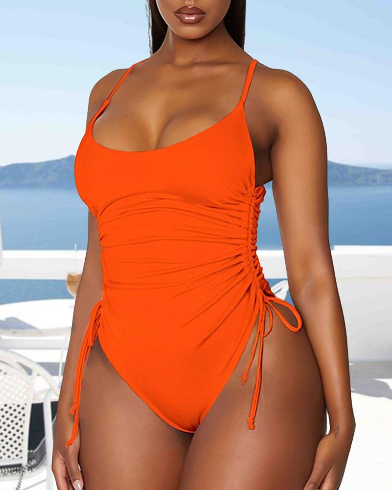 One-piece  ChicMe Drawstring U-Neck Sleeveless One Piece Swimsuit