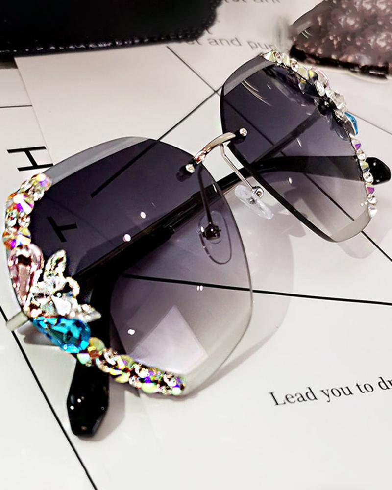  1Pair Irregular Metal Frame Tinted Lens Sunglasses