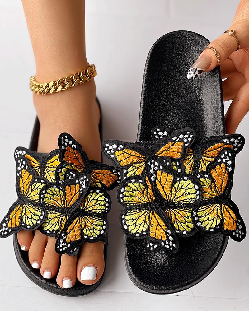   ChicMe Embroidery Butterfly Slippers Fashionable Summer Sandals