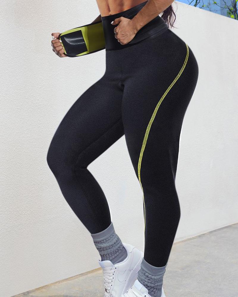 Contrast Paneled Tummy Control Butt Lifting Yoga Pants