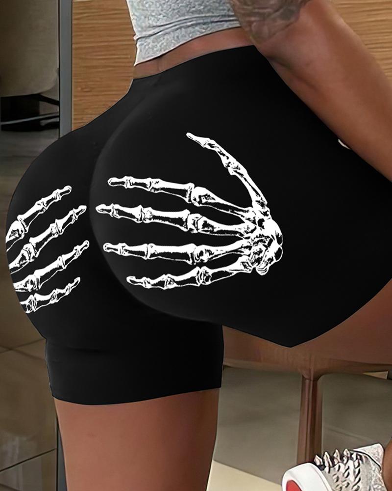 Panties Halloween Skeleton Hands Print Boy Shorts