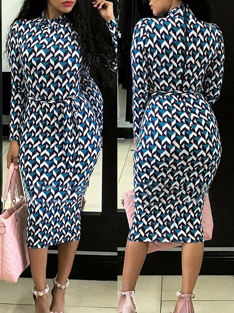 Geometric Print Bodycon Dress
