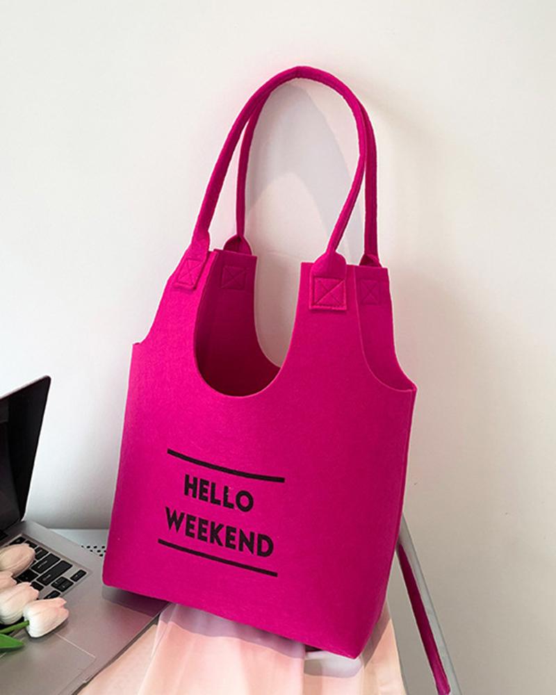 Letter Print Large Capacity Canvas Shoulder Bag