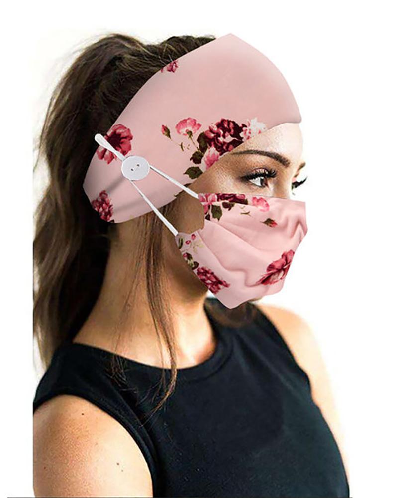 Face Mask  ChicMe Button Wide Headband Elastic Facemask Holder With Mouth Mask