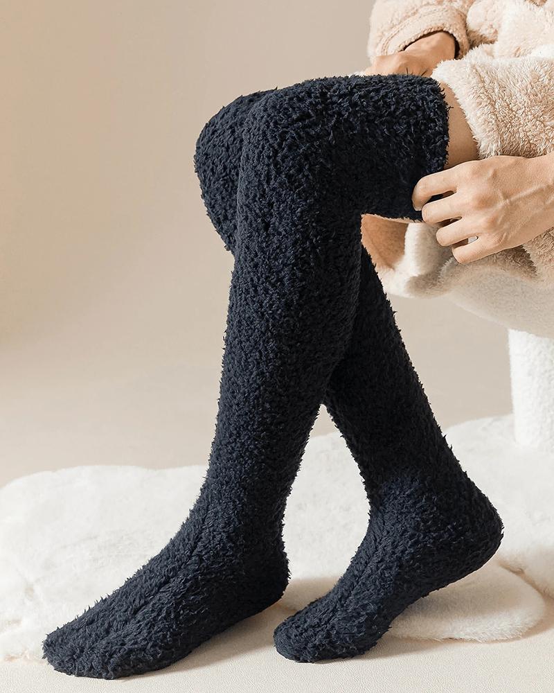 1Pair Over The Knee Fluffy Thermal Socks