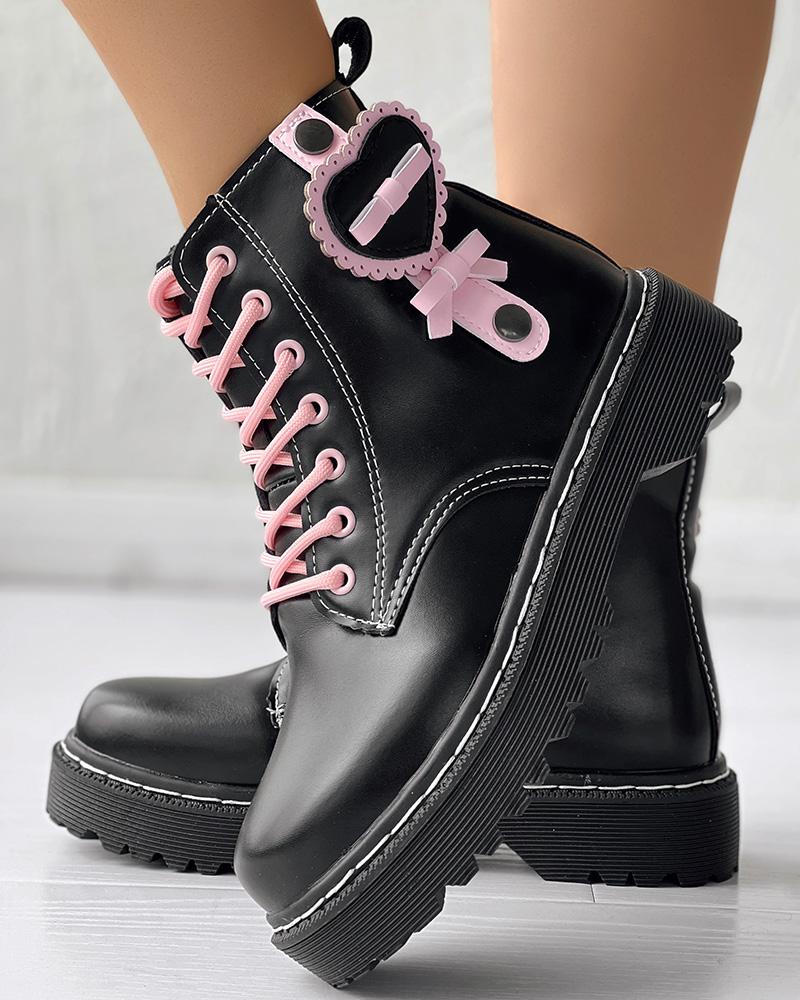 Heart Lace-up Platform Martin Boots